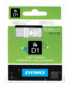 Tape DYMO D1 12mm vit på klar