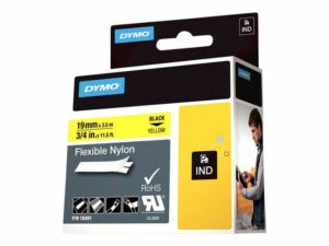 Tape Rhino flex nylon 19mm svart på gul