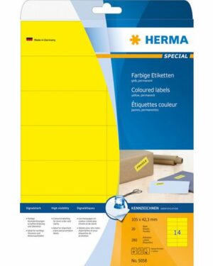 Etikett HERMA 105×42,3mm gul 280/FP