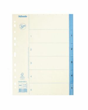 Pappregister JOPA A4 1-5 vit/blå
