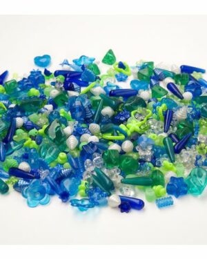 Plastpärlor mix blå/grön 1000/FP