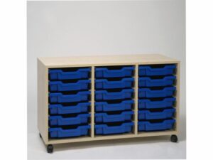Förvaringshylla med hjul 18 backar blå