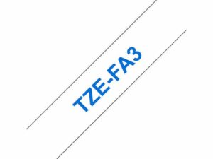 Tape BROTHER TZEFA3 12mm blå på vit