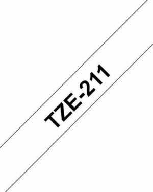 Tape BROTHER TZE211 6mm svart på vit