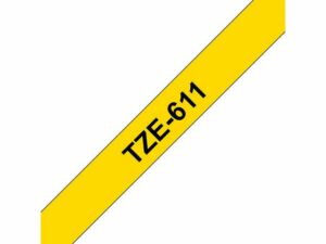 Tape BROTHER TZE611 6mm svart på gul