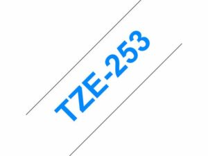Tape BROTHER TZE253 24mm blå på vit