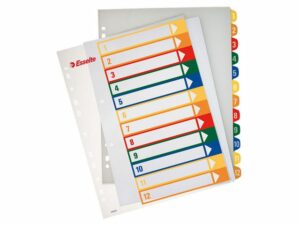 Plastregister ESSELTE PP A4+ 1-12 färger