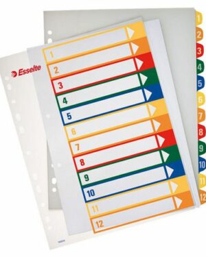 Plastregister ESSELTE PP A4+ 1-12 färger