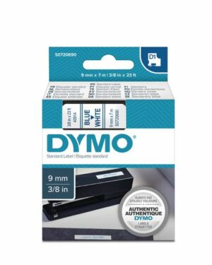 Tape DYMO D1 9mm blå på vit