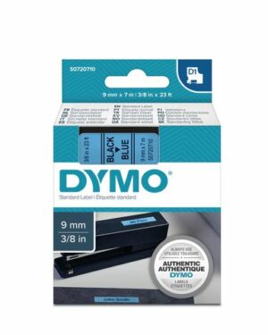 Tape DYMO D1 9mm svart på blå