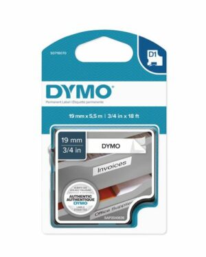 Tape DYMO D1 19mm perm. svart på vit