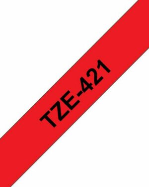 Tape BROTHER TZE421 9mm svart på röd