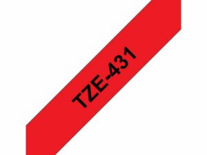 Tape BROTHER TZE431 12mm svart på röd