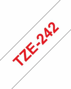 Tape BROTHER TZE242 18mm röd på vit