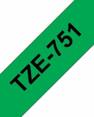 Tape BROTHER TZE751 24mm svart på grön