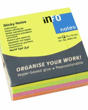 Notes INFO NOTES kub 75x75mm neon