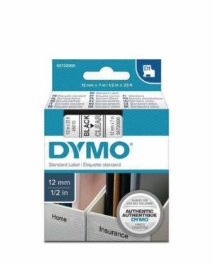 Tape DYMO D1 12mm svart på klar