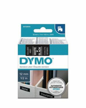 Tape DYMO D1 12mm vit på svart