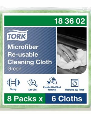 Microfiberduk TORK 30,5×30,5cm grön 6/fp