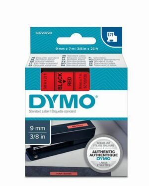 Tape DYMO D1 9mm svart på röd