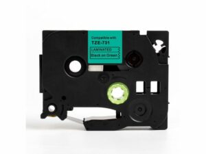 Tape 12mm TZe-731 svart på grön
