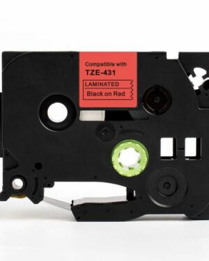 Tape 12mm TZe-431 svart på röd