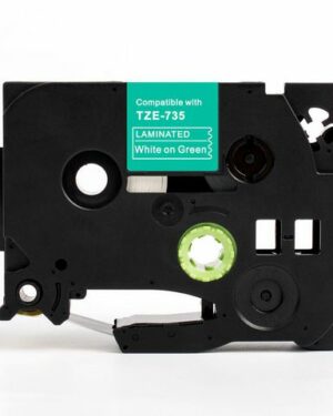 Tape 12mm TZe-735 vit på grön