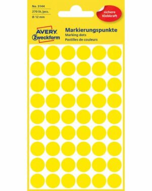 Färgkodningsprick AVERY Ø12mm gul 270/FP