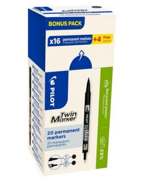 Märkpenna PILOT Twin Marker svart 20/fp