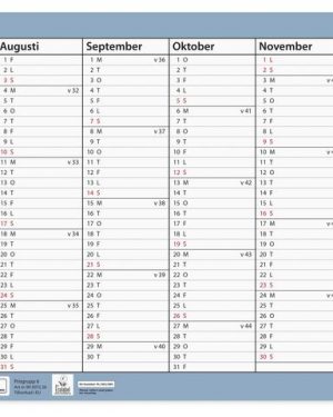 Väggkalender Väggblad A4 25/26