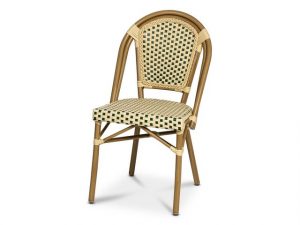 Stol PARIS grön/creme/bambu