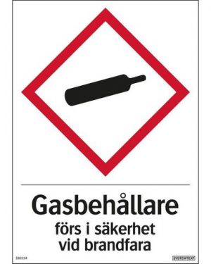 Skylt Gasbehållare plast 210x297mm