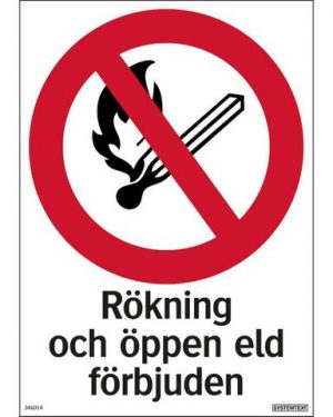 Skylt Rökning/eld förbjuden 210x297mm