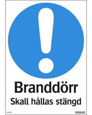 Skylt Branddörr stängd 210x297mm