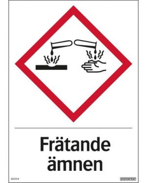 Skylt Frätande ämnen 210x297mm